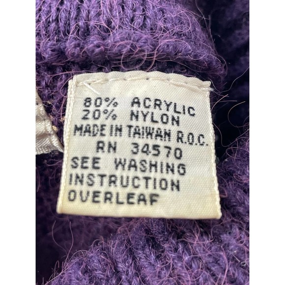 Jason Maxwell Vintage Purple Tassel Turtle Neck Knit Sweater M - Picture 8 of 9